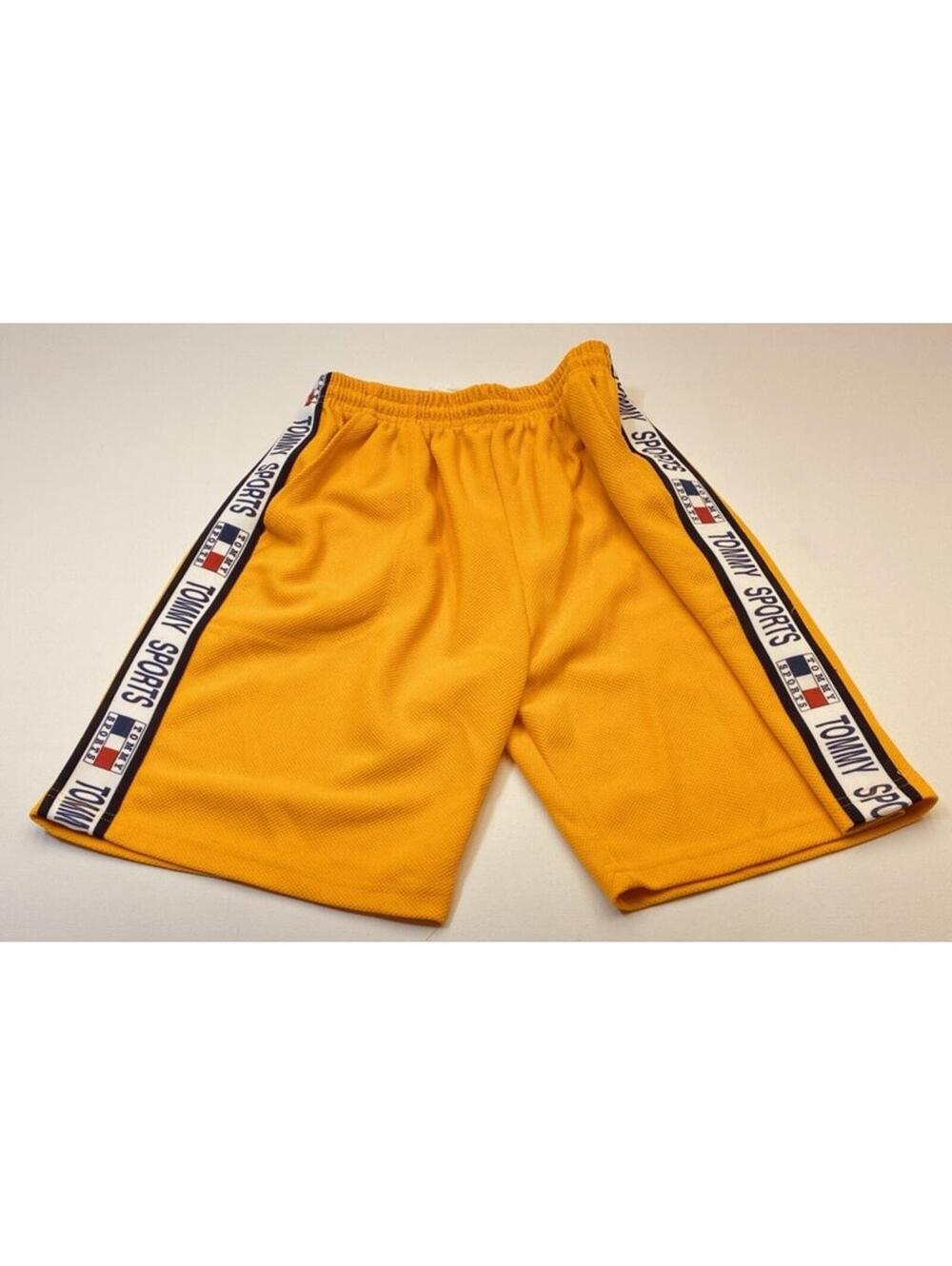 Vintage Tommy Hilfiger Sports Mens Large Yellow Mesh Athletic Shorts Made in USA